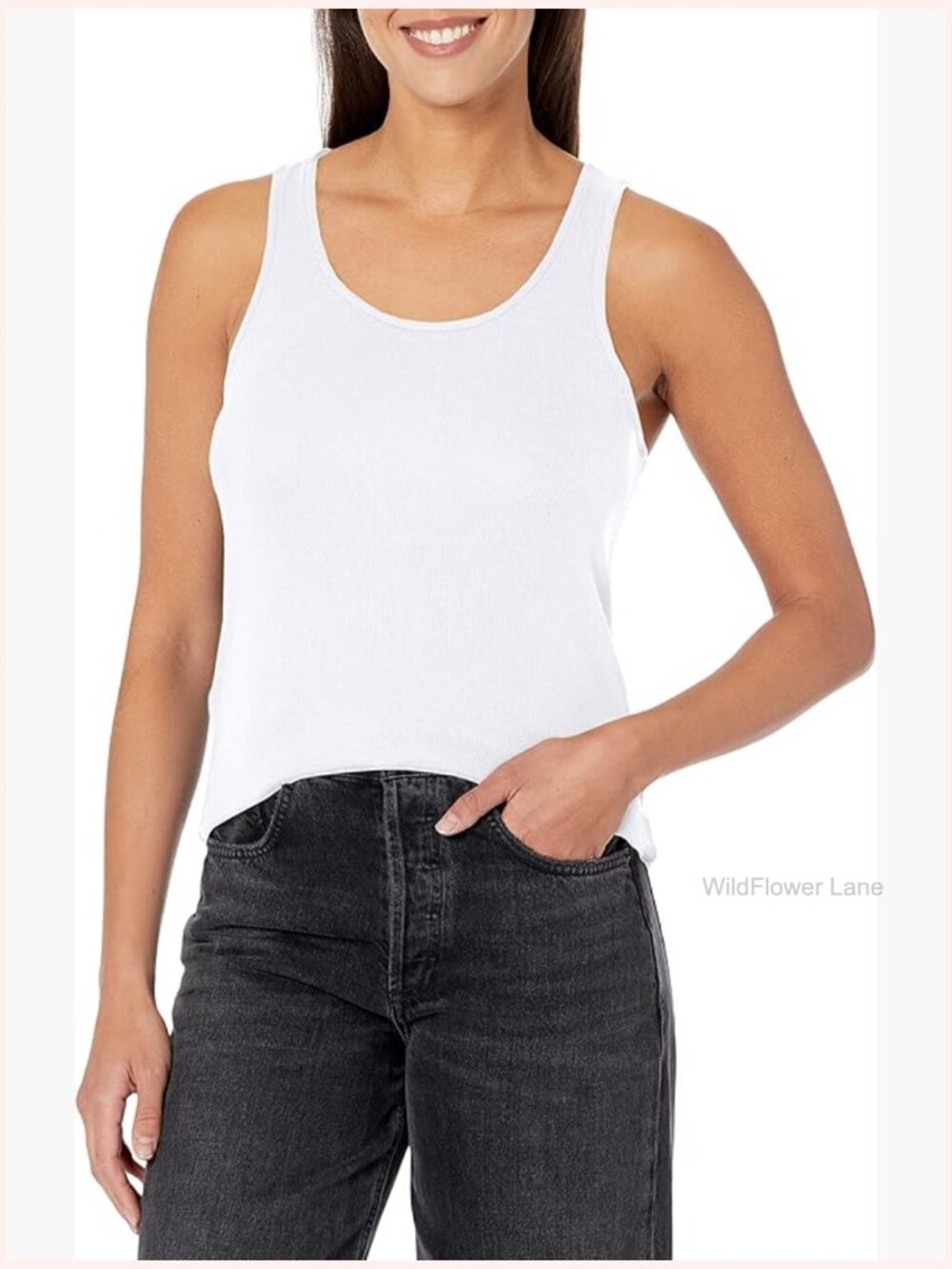 Ribbed Scoop Neck Button Tank Top Sleeveless Cotton Stretch